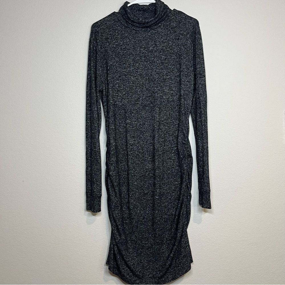 Athleta Medium Gray Mock Neck Long Sleeve Sweater Dress Goth Athleisure Stretchy